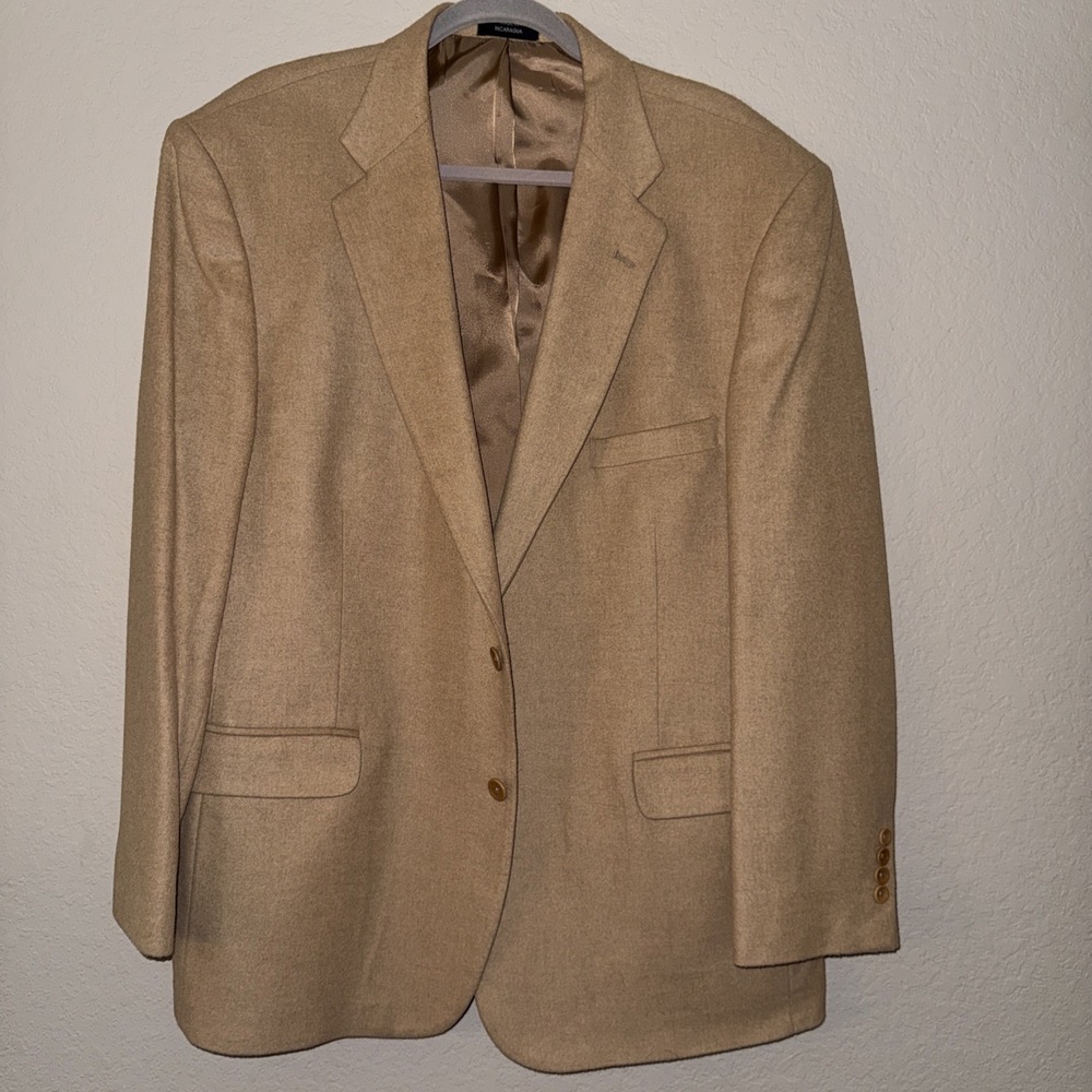 Luxury 100% Camel Hair 2-Button Business Formal Career Sport Coat Men's Size 48R